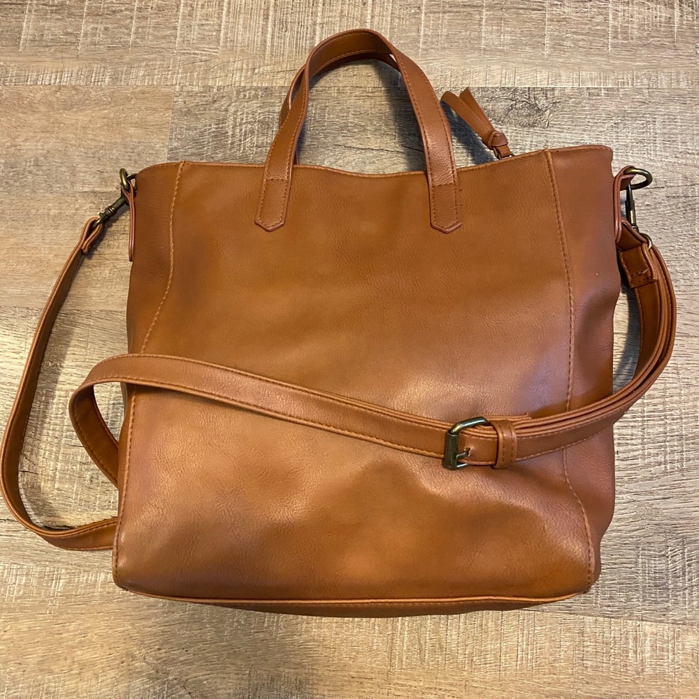 Brown Faux-Leather Crossbody Bag